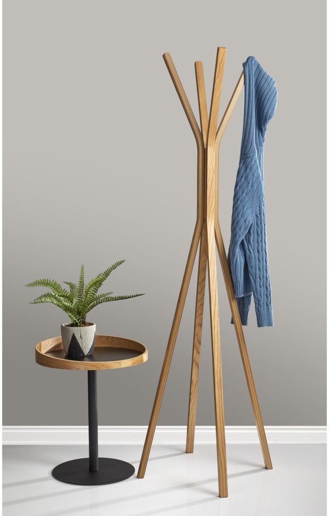 Adesso® Crater Natural End Table with Black Base-3