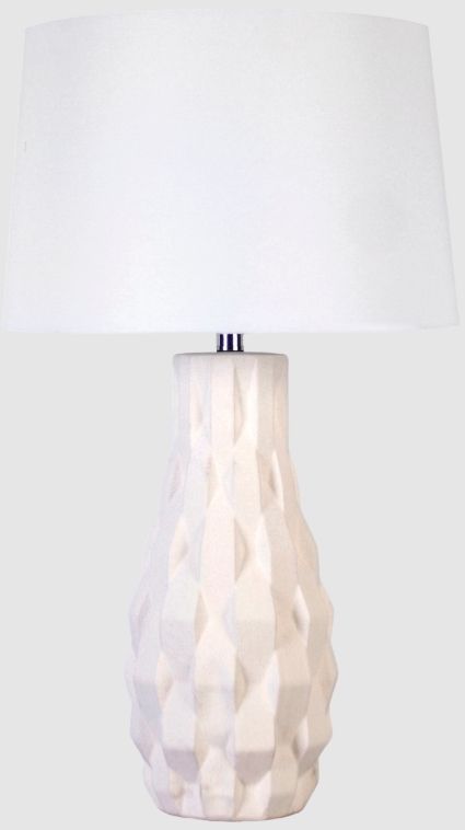 Classy Living 2-Piece Sculpted Elegance White Sand Table Lamp Set-0