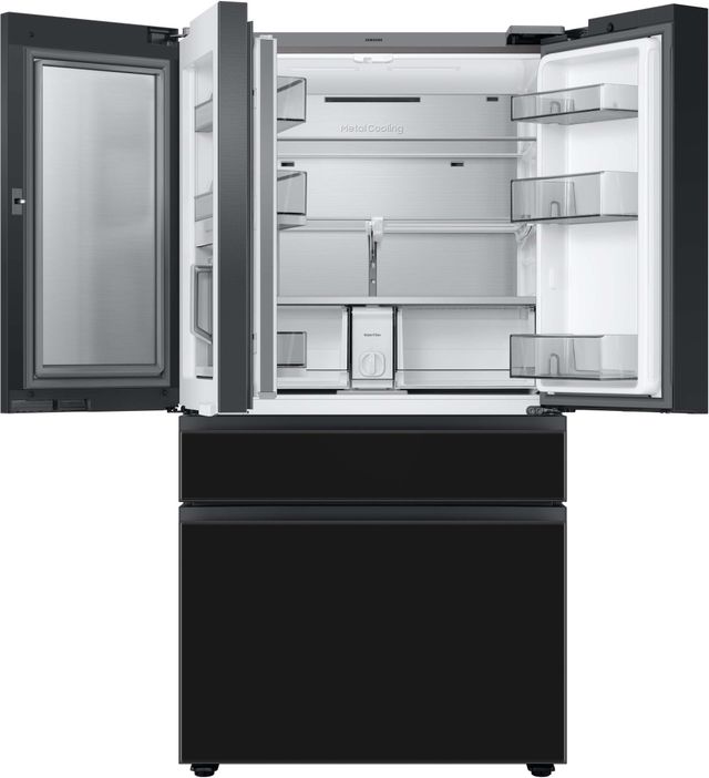 Samsung Bespoke 23 Cu. Ft. Charcoal Glass/Custom Panel Ready French Door Refrigerator with Family Hub™-4