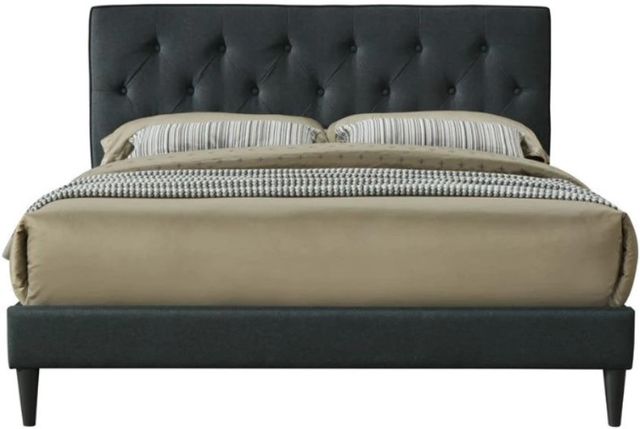 Bernards Piper Black King Upholstered Panel Bed-0
