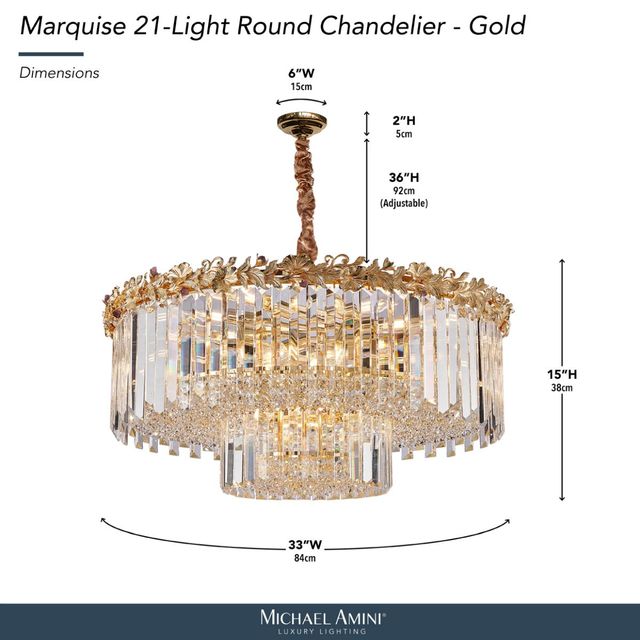 Michael Amini® Marquise Gold 21-Light Round Chandelier-2