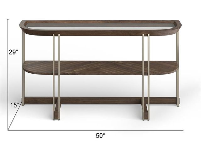 Magnussen Home® Elora Glass Top Walnut Sofa Table-2