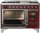 Ilve® Majestic III 48" Burgundy Pro Style Dual Fuel Natural Gas Range with Triple Glass Door and Chrome Trim-3