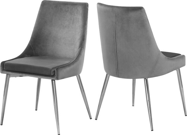 Meridian Furniture Karina Gray/Chrome Velvet Dining Chair-3