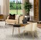 Michael Amini® Malibu Crest Crotch Mahogany Vanity Desk with Burnished Gold Legs-1