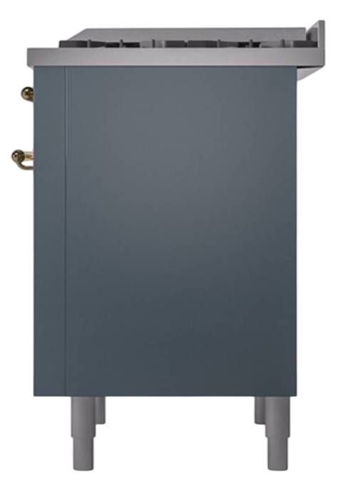 Ilve® Nostalgie II Noblesse 36'' Blue Gray Pro Style Dual Fuel Range with Brass Trim-3