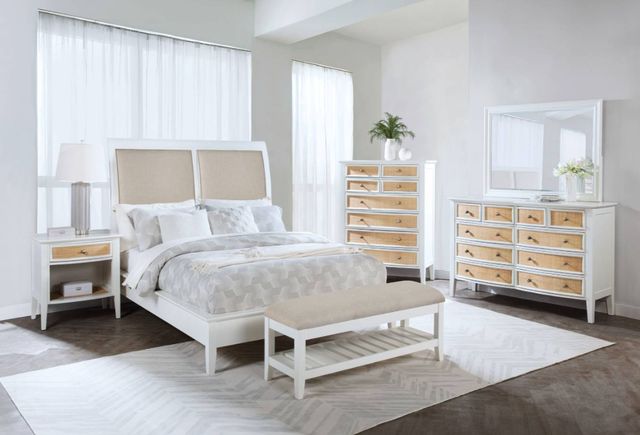 Coaster® Bexhill White Eastern King Upholstered Panel Bed-3