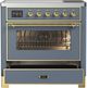 Ilve® Majestic III 36" Blue Gray Pro Style Induction Range with Triple Glass Door and Brass Trim-2