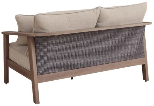 Signature Design by Ashley® Harmony Headlands Gray/Natural Fabric/Wooden Outdoor Loveseat-2
