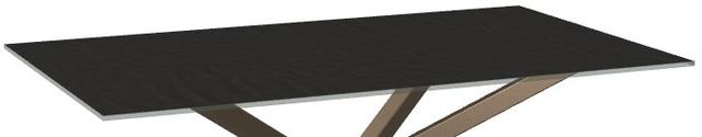 Amisco Customizable Asterisk Starstone on Glass Tabletop 60" Rectangular Table with Starburst Stand-1