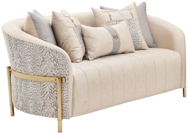 Michael Amini® Lisbon Beige/Gold/Gray Loveseat-0