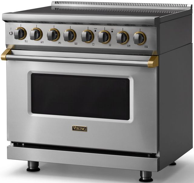 Viking® 5 Series 36" Stainless Steel Pro Style Induction Range with Brushed Brass Trim-2