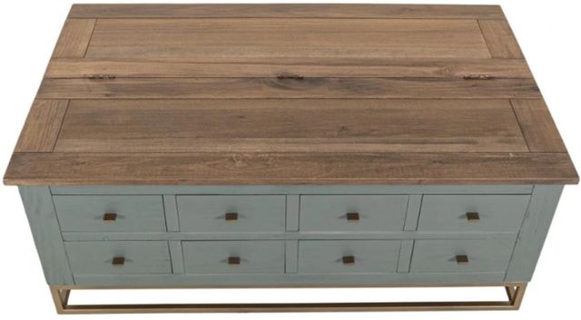 International Furniture Direct Timber Brown/Green Cocktail Table with Gold Base-3
