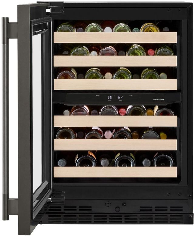 Kitchenaid® 24" Black Ore Built-In Wine Cooler With Full-Extension Wood-Front Racks-1