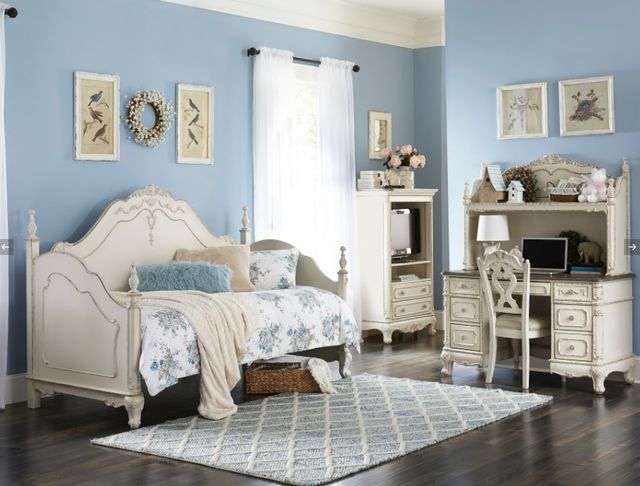 Homelegance® Cinderella Antique White/Gray Writing Youth Desk with Hutch-1