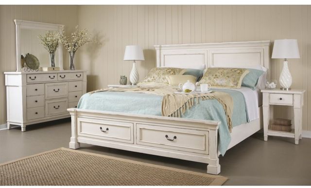 Emerald Home Stoney Creek Antique White Queen Panel Storage Bed-2