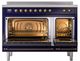 Ilve® Nostalgie II Noblesse 48'' Midnight Blue Pro Style Induction Range with Burnished Trim-1