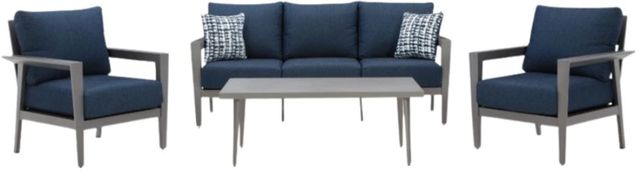 Signature Design by Ashley® Gali 4-Piece Blue/Gray Aluminum/Fabric Outdoor Conversation Set-1