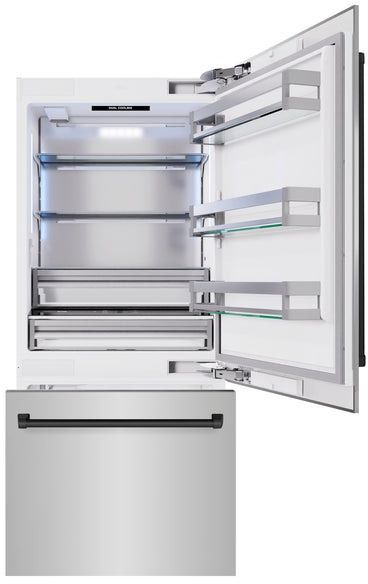 ZLINE Autograph Edition 36" 19.8 Cu. Ft. Stainless Steel Built In Bottom Freezer Refrigerator with Matte Black Accents-1