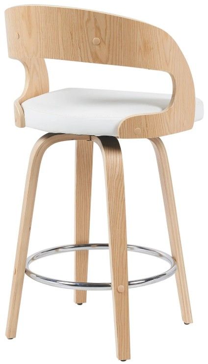 Armen Living Shelly 2-Piece Oak/White Counter Stool Set-4