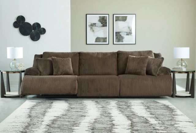 Signature Design by Ashley® Top Tier 3-Piece Chocolate Manual Reclining Small Spaced Sectional-1