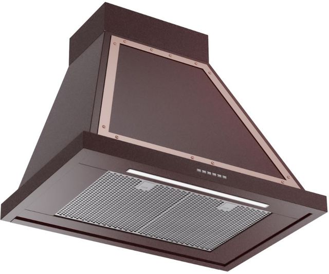 Ilve® Nostalgie II Noblesse 30" Burgundy Wall Mounted Range Hood with Copper Trim-1