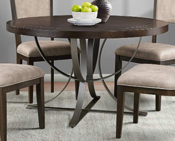 Legends Home Bentley Brown Top Dining Table with Metal Base-0