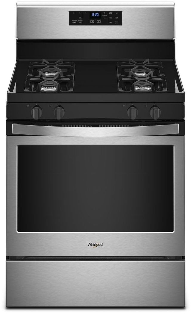 Whirlpool® 29.88" Free Standing Gas Range-Black On Stainless-0
