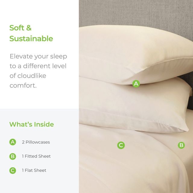 Cariloha Aloha 4-Piece Natural California King Soft Sheet Set-1