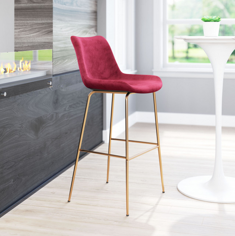 Zuo® Modern Tony Red/Gold Bar Chair-2