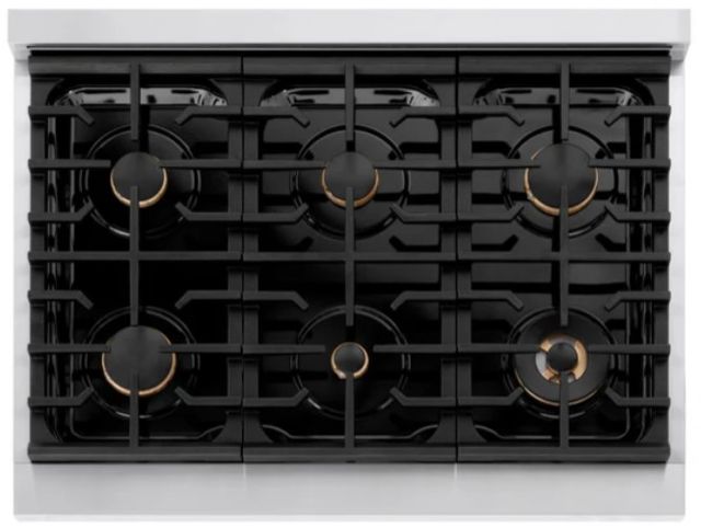 ZLINE Autograph Edition Paramount Series 36" Stainless Steel Pro Style Gas Range with Polished Gold Accents -3