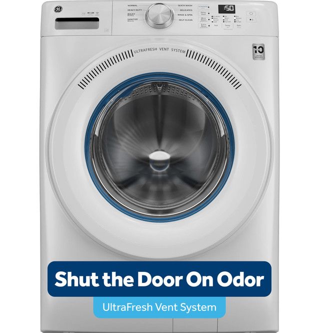 GE® SmartHQ™ 4.6 Cu. Ft. White Front Load Washer with OdorBlock™-2