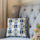 A & B Home Blue/Gold/White 18"x18" Embroidered Throw Pillow-2