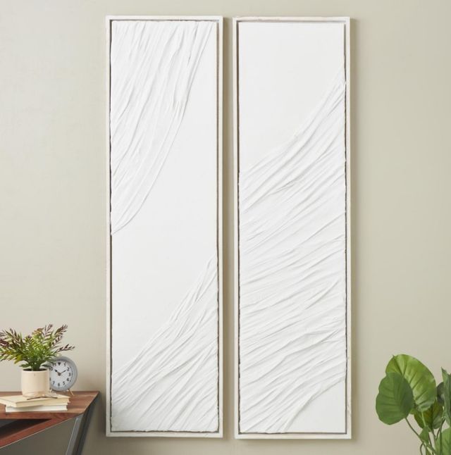 Deco Marche 2-Piece Cream Wavy Dimensional Textured Panel Wall Decor Set-4