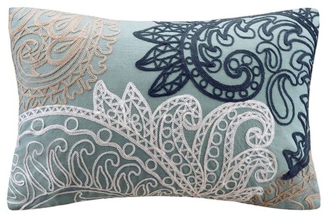 Olliix by INK+IVY Blue Kiran Cotton Oblong Pillow-0