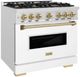 ZLINE Classic Series Autograph Edition 48" Stainless Steel Pro Style Dual Fuel Range with White Matte Door and Champagne Bronze Accents-2