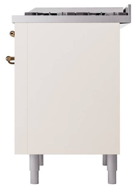 Ilve® Nostalgie II Noblesse 36'' Antique White Pro Style Dual Fuel Range with Burnished Trim-3