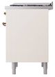 Ilve® Nostalgie II Noblesse 36'' Antique White Pro Style Dual Fuel Range with Burnished Trim-3