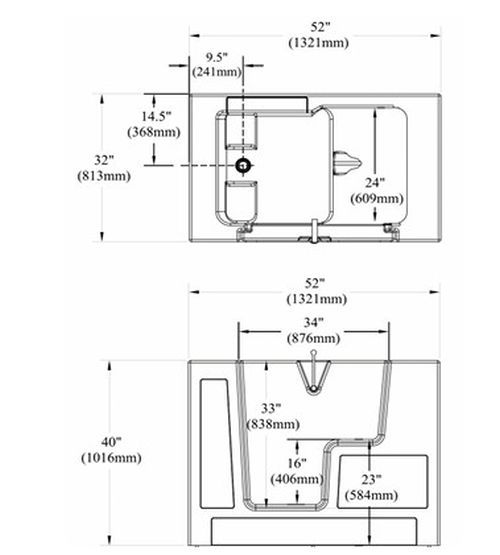 American Standard Gelcoat Linen 32” x 52” x 40" Walk-in Tub with Soaker System - Right-Hand Drain with Faucet-2