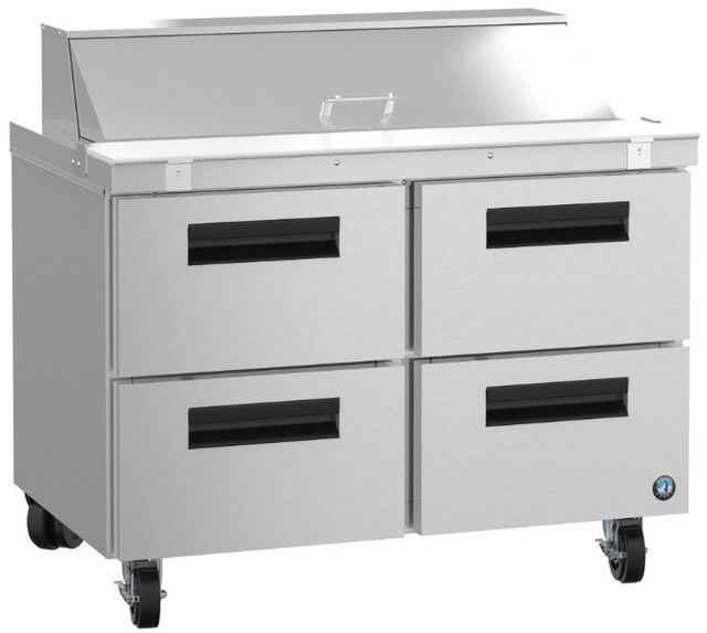 Hoshizaki 48" 13.66 Cu. Ft. Stainless Steel Two Section Sandwich Prep Table Refrigerator with Stainless Drawers-1
