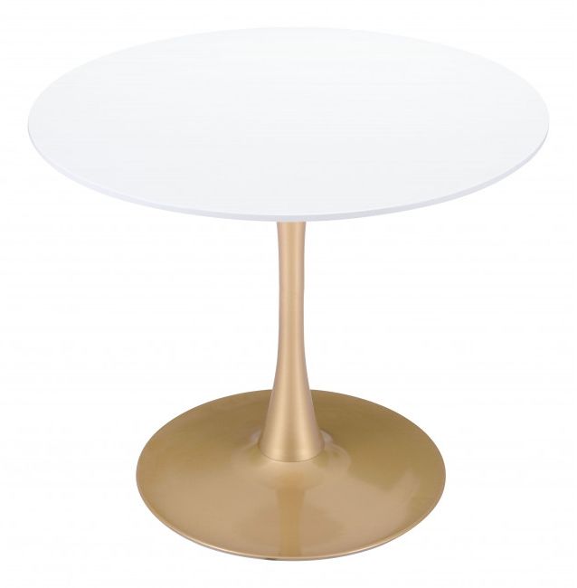 Zuo® Modern Opus White Dining Table with Gold Base-1