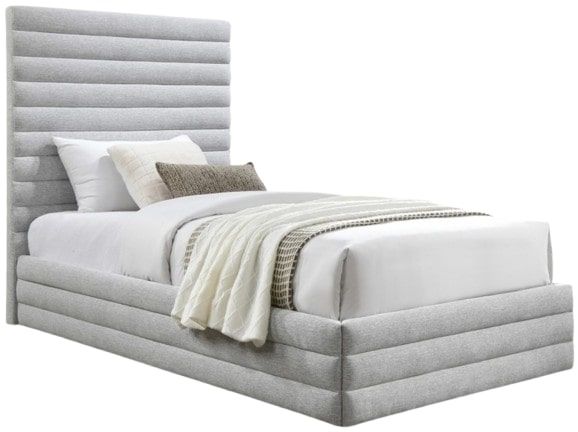 Meridian Furniture Maxwell Grey Twin Upholstered Panel Bed-0