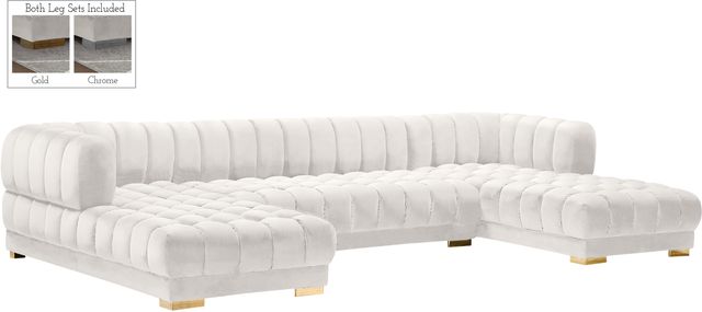 Meridian Furniture Gwen 3-Piece Cream U-Shape Sectional-0