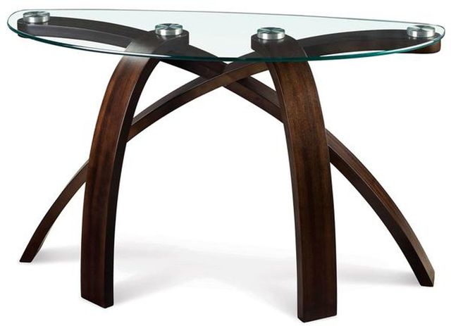 Magnussen Home® Allure Glass Top Pie Shaped Cocktail Table with Hazelnut Base-3