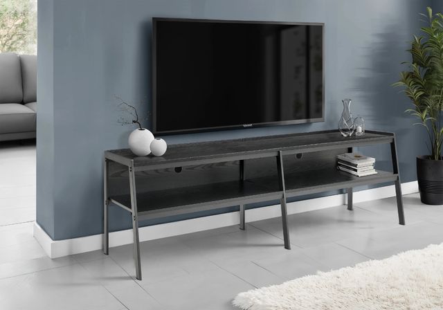 Monarch Specialties Inc. Black 72" Wood Grain TV Stand with Black Metal Frame-1