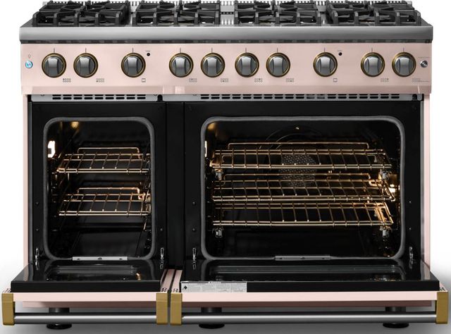 Viking® 5 Series 48" Blush Pro Style Gas (NG) Range with Brushed Brass Trim-1