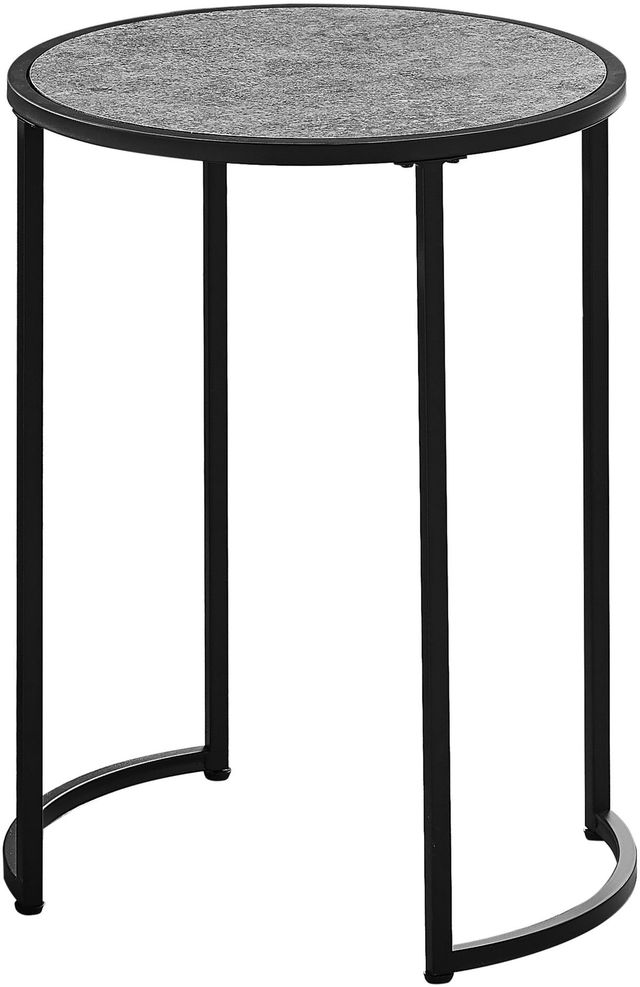 Monarch Specialties Inc. 24"H Grey Stone Look Accent Table with Black Metal Base-0