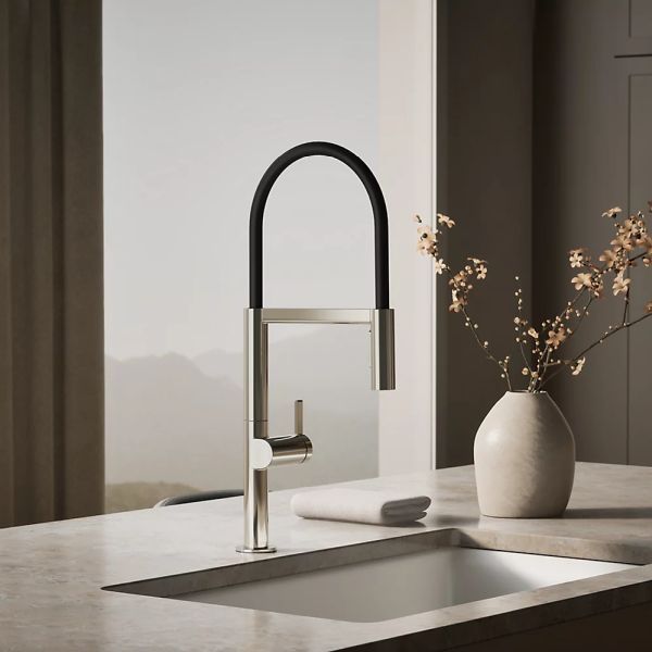 KOHLER® Components® Vibrant Polished Nickel Semi-Professional Kitchen Sink Faucet with 2-Function Sprayhead-1