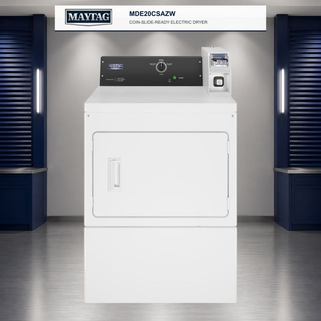 Maytag Commercial 7.4 Cu. Ft. Coin-Slide-Ready Electric Dryer - White-2