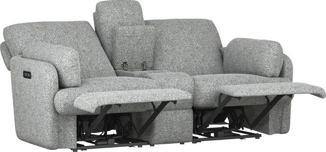 Emerald Home Albus Speckled Gray Power Reclining Loveseat with Console-1